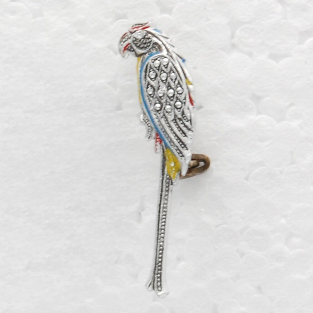 Vintage Rhinestone Parrot Brooch Pin - Made in Germany